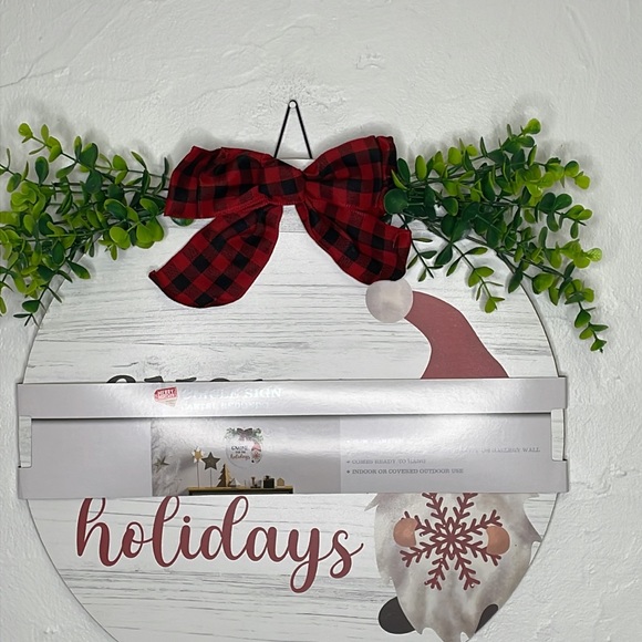 Merry Moments “Gnome For The Holidays” Wooden Circle Sign - Picture 3 of 6